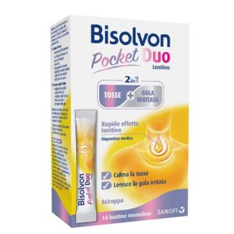 BISOLVON DUO POCKET LENITIVO TOSSE + GOLA IRRITATA A BASE DI MIELE E ALTEA 14 BUSTINE MONODOSE 10 ML - dispositivo medico