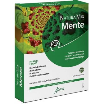 Aboca natura mix advanced mente - concentrato fluido integratore, 10 flaconcini