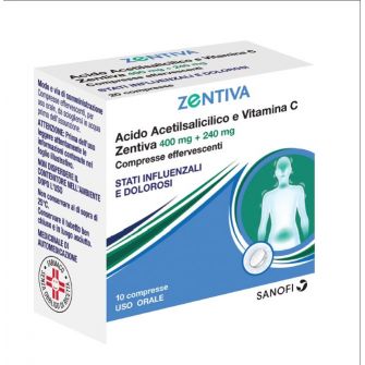 ACIDO ACETILSALICILICO E VITAMINA C ZENTIVA 400 MG + 240 MG COMPRESSE EFFERVESCENTI
